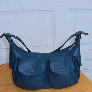 Blue Leather Shoulder Bag
